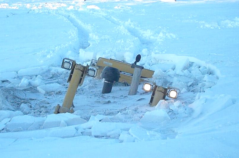 Can't even tell what's sunk into this iced-over pond