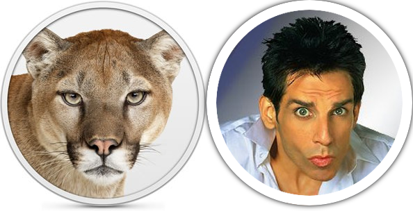OSX Mountain Lion cat compared with Zoolander.