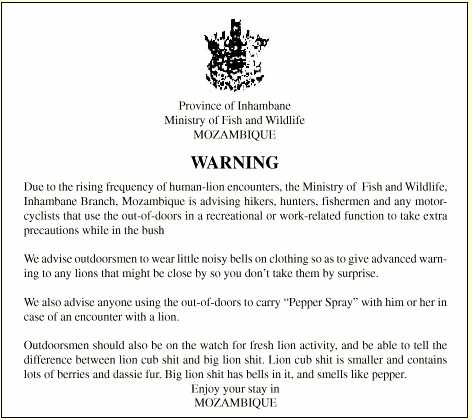 Crest and warning, reproduced below