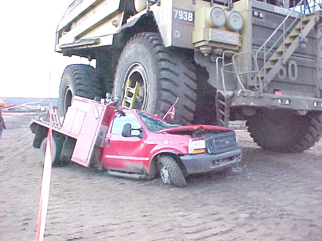 What ute? A ute crushed under a mining tipper